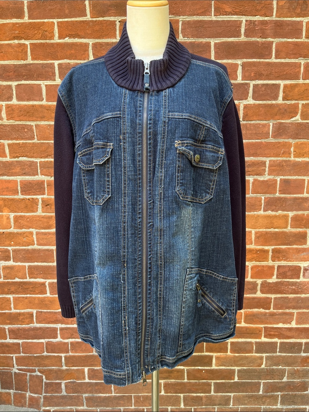 Vintage Cotton Ginny Mixed Denim & Knit Jacket